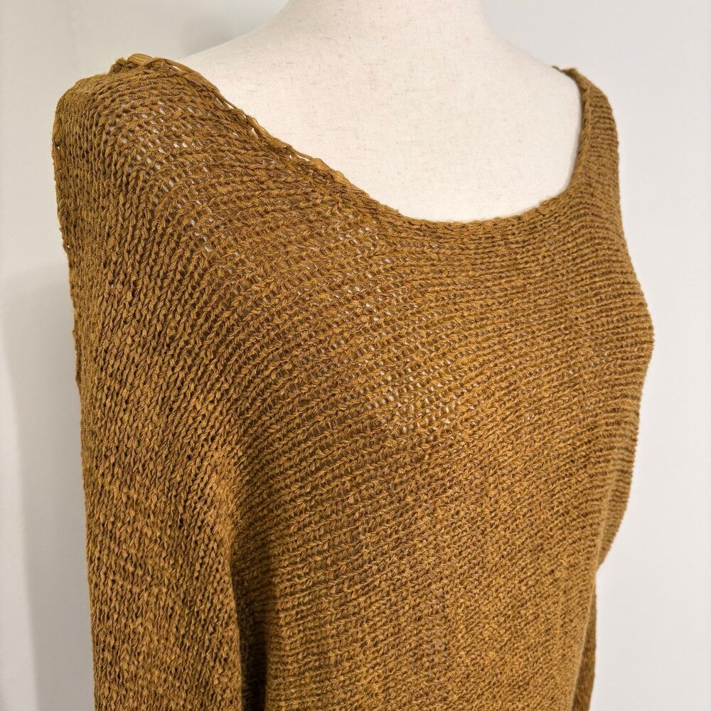 Free People Beach Open Knit Oversized Brown Sweater Sz M - Picture 2 of 5